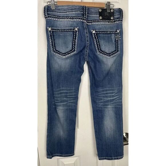 Miss Me Boyfriend Distressed Womens Dark Wash Jeans JPB5014‎ Size 26 - Picture 6 of 12